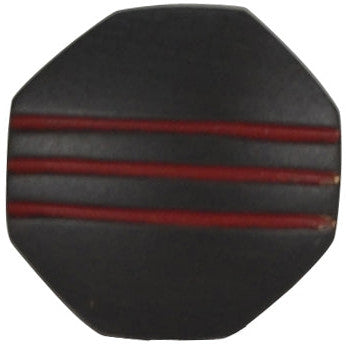 ##Antique Hardware## 1 Inch Triple Red Striped Octagon Solid Brass Cabinet and Furniture Knob