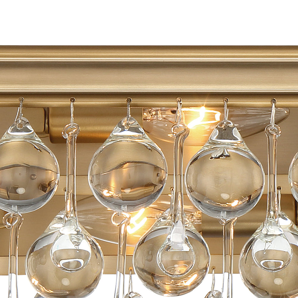 ##Antique Hardware## Calypso 6 Light Crystal Teardrop Vibrant Gold Bathroom Vanity