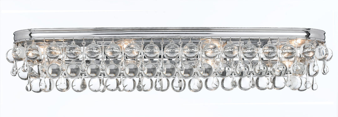 ##Antique Hardware## Calypso 8 Light Crystal Teardrop Polished Chrome Bathroom Vanity