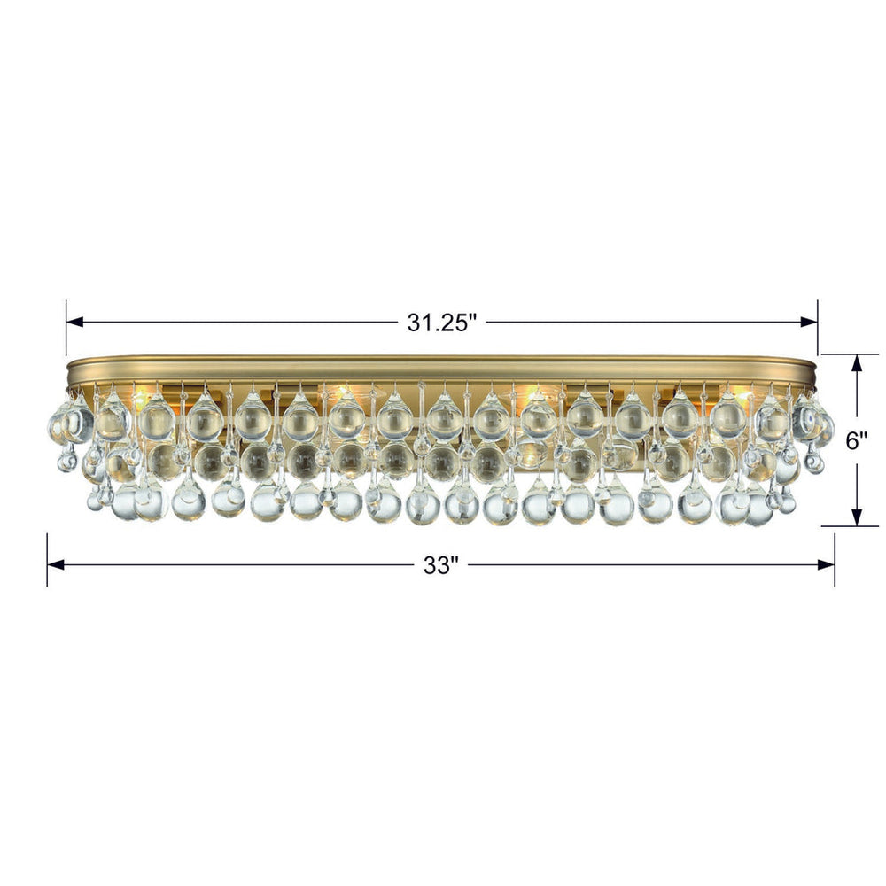 ##Antique Hardware## Calypso 8 Light Crystal Teardrop Vibrant Gold Bathroom Vanity
