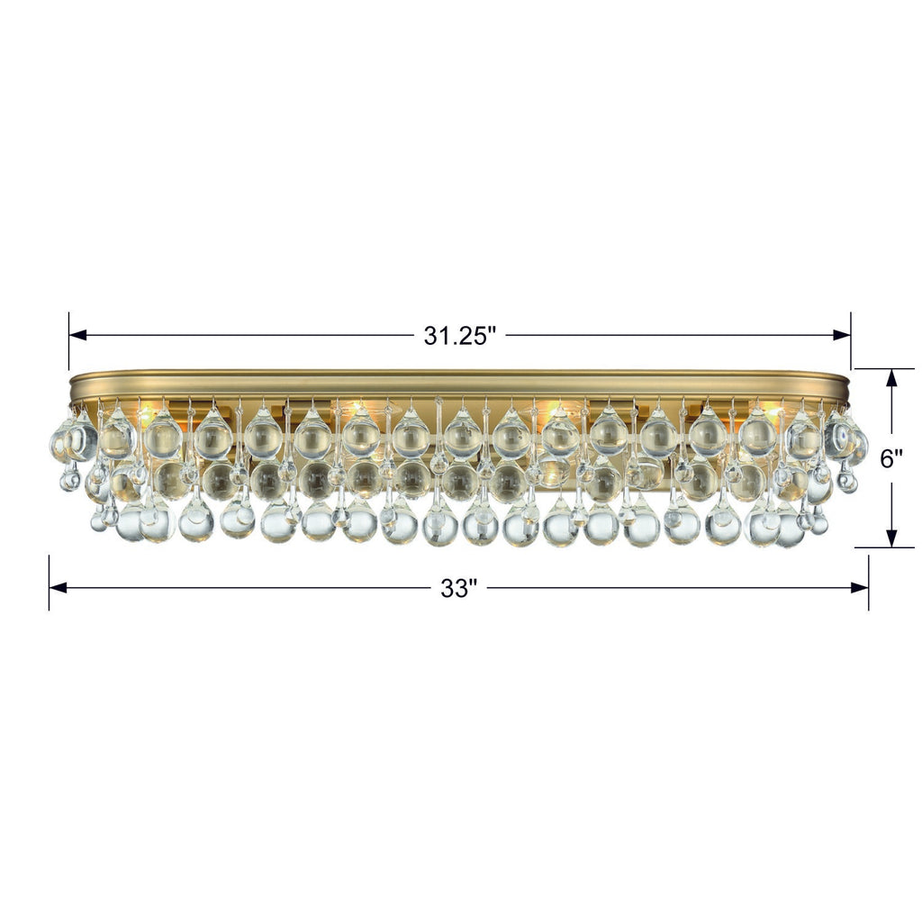 ##Antique Hardware## Calypso 8 Light Crystal Teardrop Vibrant Gold Bathroom Vanity