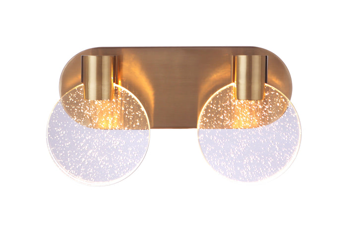 Antique Hardware Glisten 2 Light LED Vanity in Satin Brass Bath and Vanity