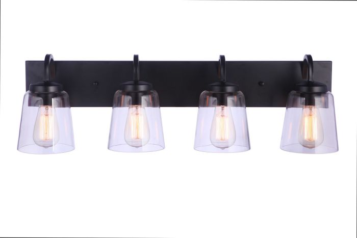 Antique Hardware Elsa 4 Light Vanity in Flat Black Bath and Vanity