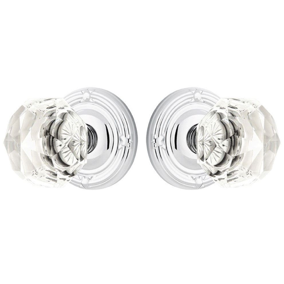 Antique Hardware Emtek Diamond Crystal Door Knob Set With Ribbon & Reed Rosette (Several Finish Options) EMTEK GLASS CRYSTAL DIAMOND DOOR KNOB