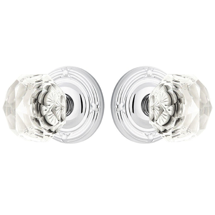 Antique Hardware Emtek Diamond Crystal Door Knob Set With Ribbon & Reed Rosette (Several Finish Options) EMTEK GLASS CRYSTAL DIAMOND DOOR KNOB
