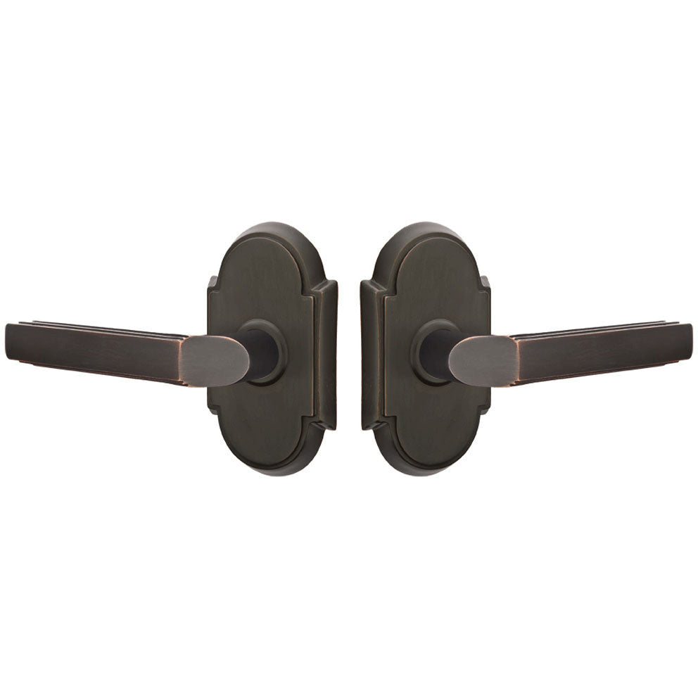 ##Antique Hardware## Emtek Solid Brass Milano Lever With # 8 Rosette