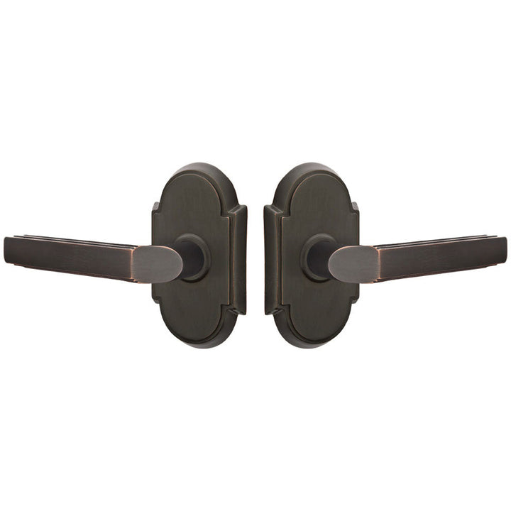 ##Antique Hardware## Emtek Solid Brass Milano Lever With # 8 Rosette