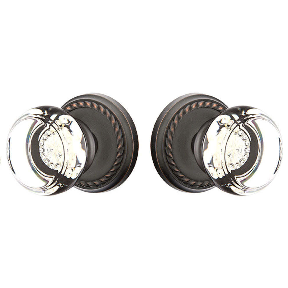 Antique Hardware Crystal Georgetown Door Knob Set With Rope Rosette (Several Finish Options) EMTEK GLASS CRYSTAL GEORGETOWN DOOR KNOB