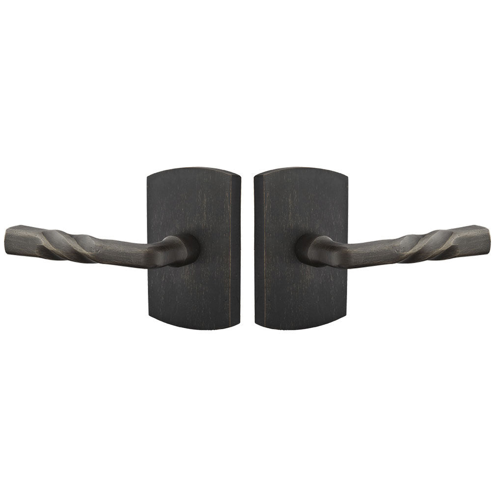 ##Antique Hardware## Solid Brass Sandcast Montrose Lever With Rounded Rectangular Rosette