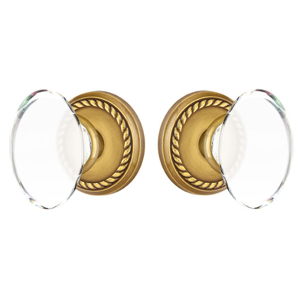 ##Antique Hardware## Crystal Hampton Door Knob Set With Rope Rosette (Several Finish Options)