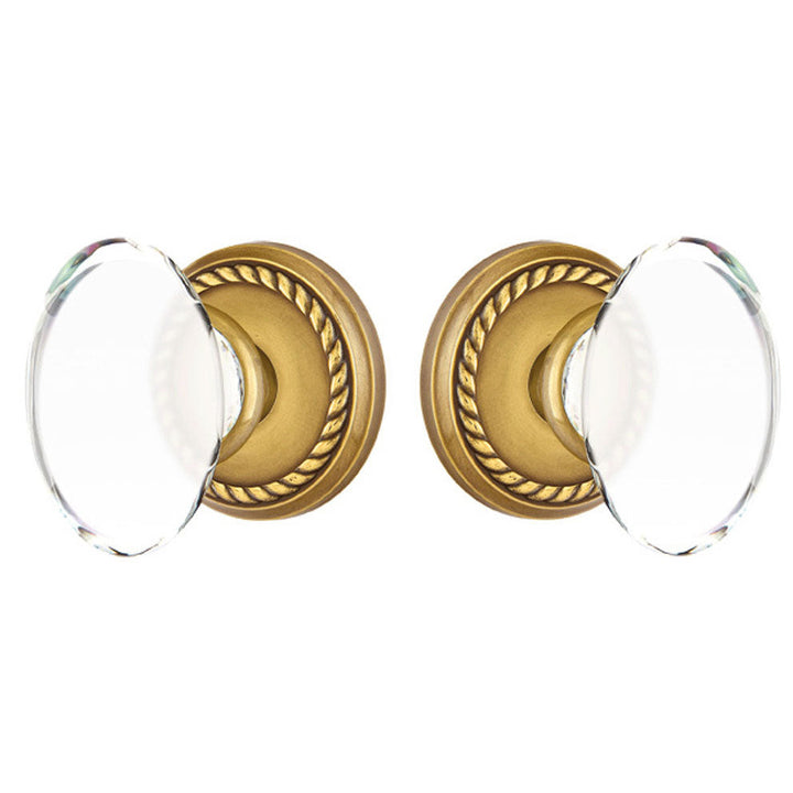 ##Antique Hardware## Crystal Hampton Door Knob Set With Rope Rosette (Several Finish Options)