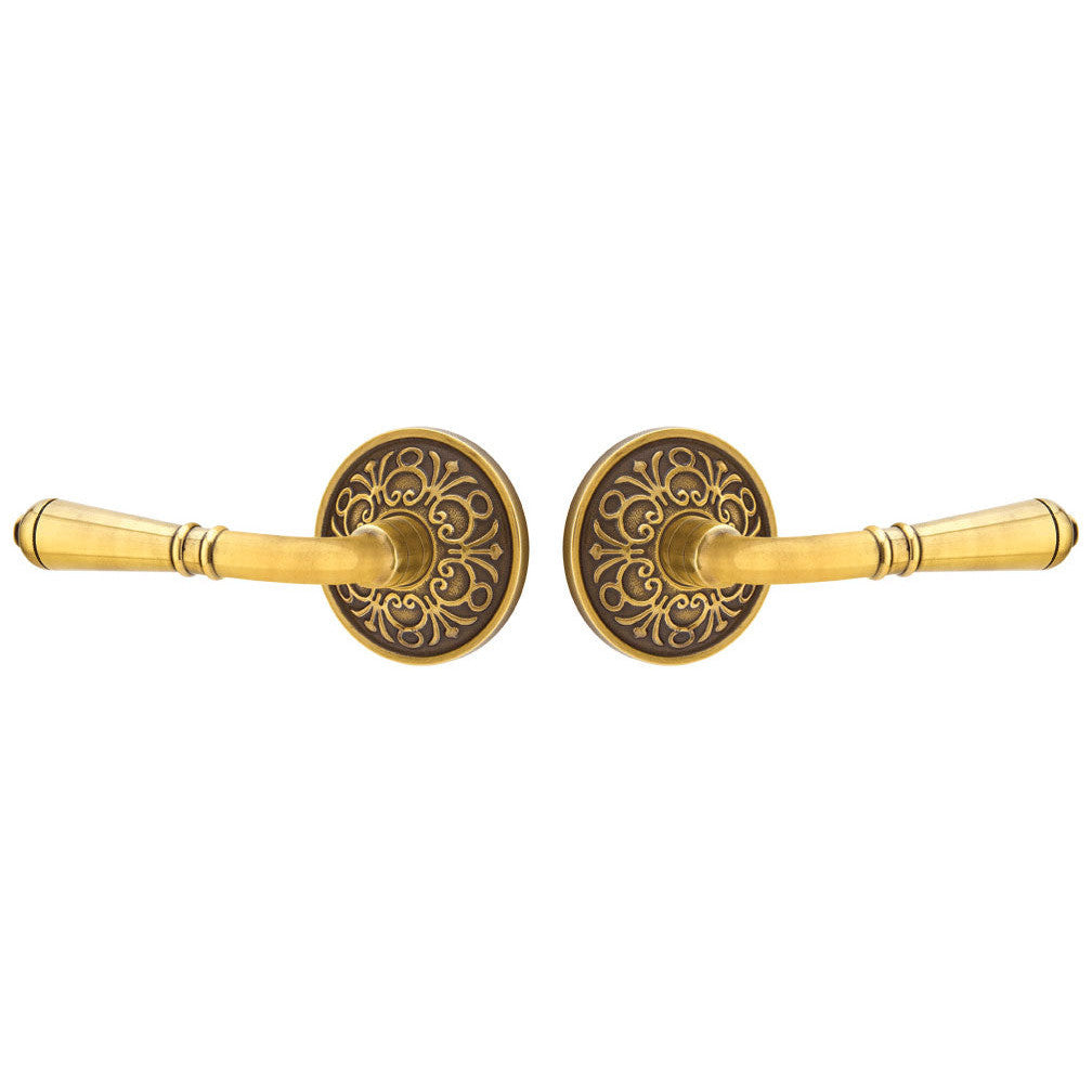 ##Antique Hardware## Emtek Solid Brass Turino Lever With Lancaster Rosette (Many Finishes Available)