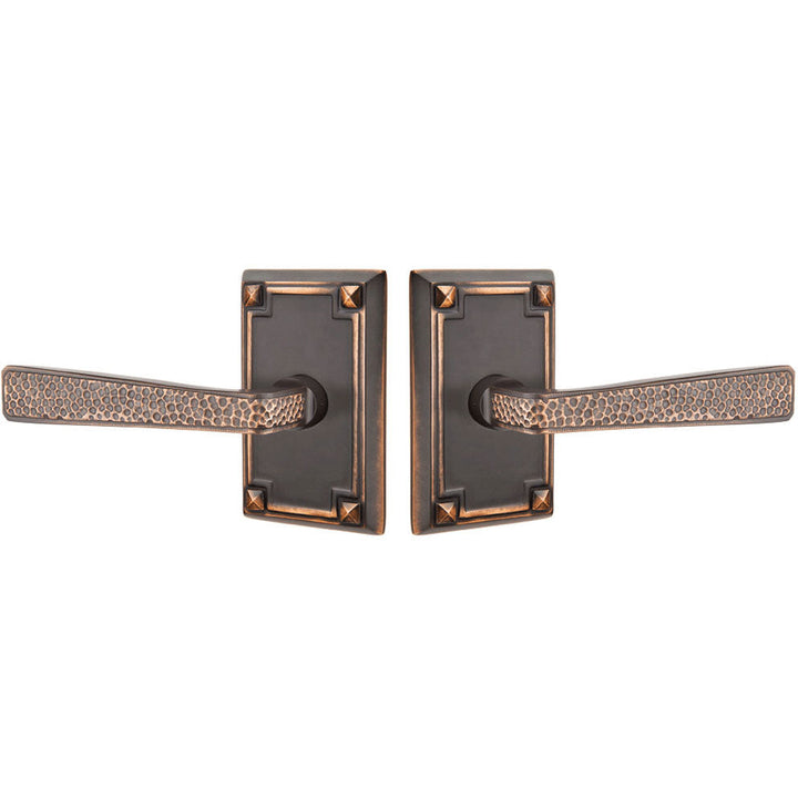 Antique Hardware Emtek Craftsman Style Hammered Lever With Rectangular Rosette (Many Finishes Available) EMTEK LEVER DOOR KNOB