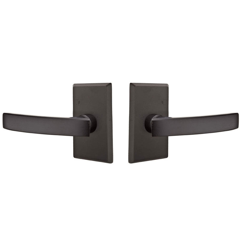 ##Antique Hardware## Emtek Solid Brass Sandcast Yuma Lever With Modern Rectangular Rosette