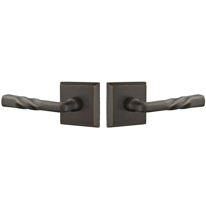 ##Antique Hardware## Solid Brass Sandcast Montrose Lever With Square Rosette