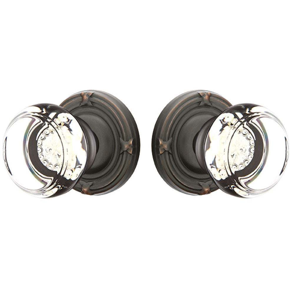 ##Antique Hardware## Emtek Crystal Georgetown Door Knob Set With Ribbon & Reed Rosette (Several Finish Options)