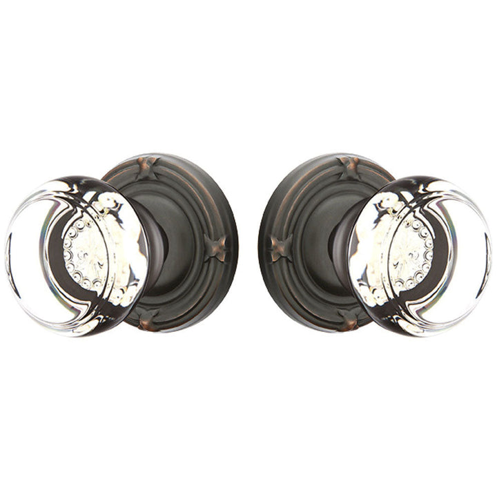 ##Antique Hardware## Emtek Crystal Georgetown Door Knob Set With Ribbon & Reed Rosette (Several Finish Options)