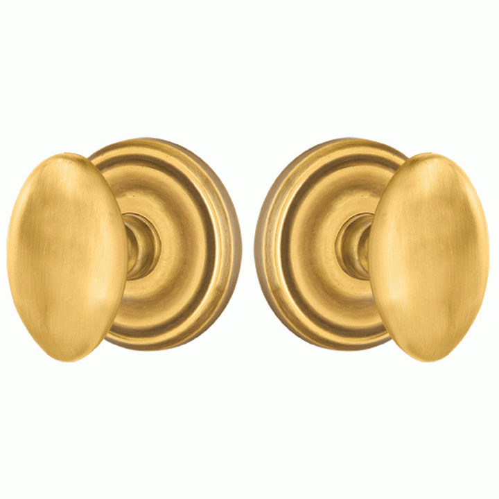 ##Antique Hardware## Emtek Solid Brass Egg Door Knob Set With Regular Rosette (Several Finish Options)