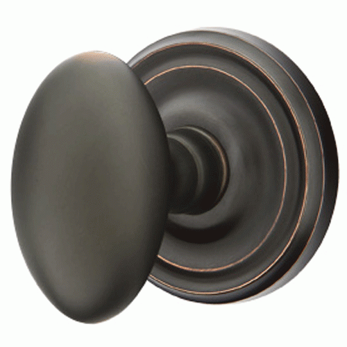 ##Antique Hardware## Emtek Solid Brass Egg Door Knob Set With Regular Rosette (Several Finish Options)