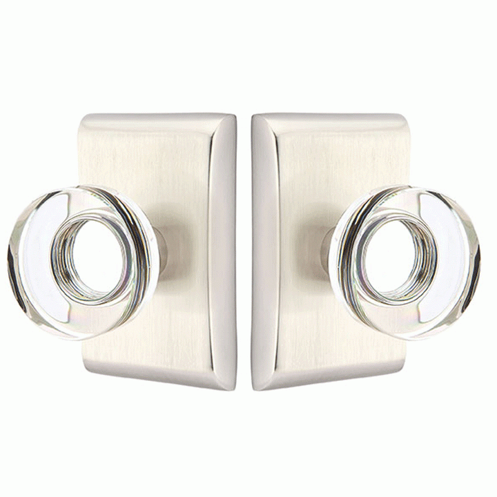 Antique Hardware Emtek Modern Disc Crystal Door Knob Set With Neos Rosette (Several Finish Options) EMTEK GLASS CRYSTAL MODERN DISC DOOR KNOB