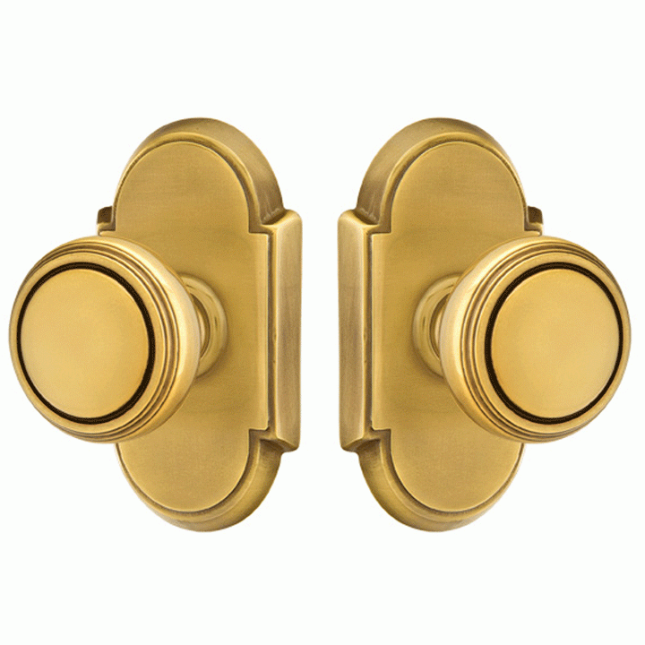 ##Antique Hardware## Solid Brass Norwich Door Knob Set With # 8 Rosette (Several Finish Options)