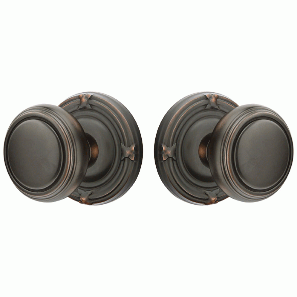 ##Antique Hardware## Solid Brass Norwich Door Knob Set With Ribbon & Reed Rosette (Several Finish Options)