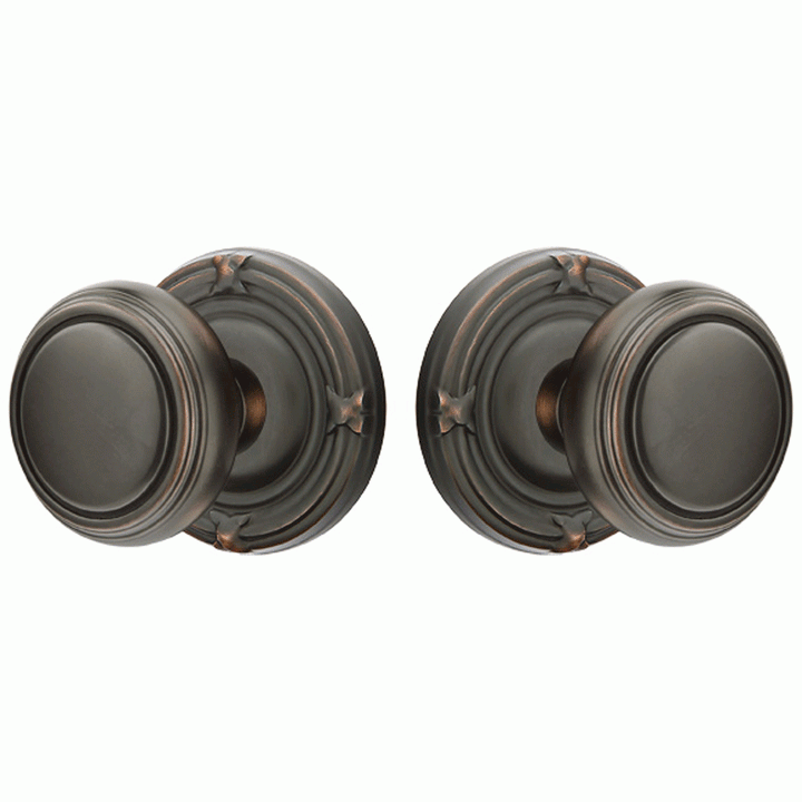 ##Antique Hardware## Solid Brass Norwich Door Knob Set With Ribbon & Reed Rosette (Several Finish Options)