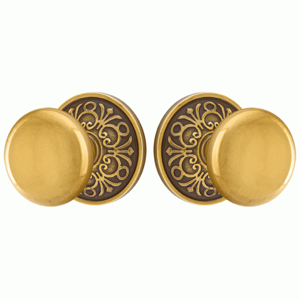##Antique Hardware## Solid Brass Providence Door Knob Set With Lancaster Rosette (Several Finish Options)