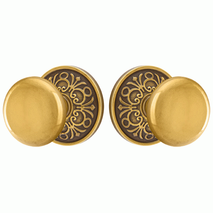 ##Antique Hardware## Solid Brass Providence Door Knob Set With Lancaster Rosette (Several Finish Options)