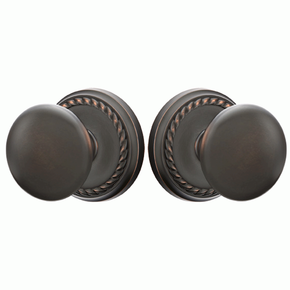 ##Antique Hardware## Solid Brass Providence Door Knob Set With Rope Rosette (Several Finish Options)