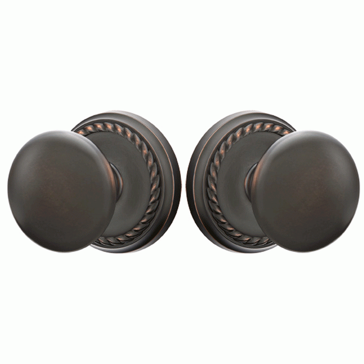##Antique Hardware## Solid Brass Providence Door Knob Set With Rope Rosette (Several Finish Options)