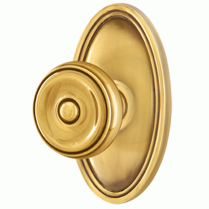##Antique Hardware## Solid Brass Waverly Door Knob Set With Oval Rosette (Several Finish Options)