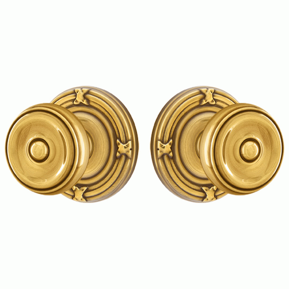 ##Antique Hardware## Solid Brass Waverly Door Knob Set With Ribbon & Reed Rosette (Several Finish Options)