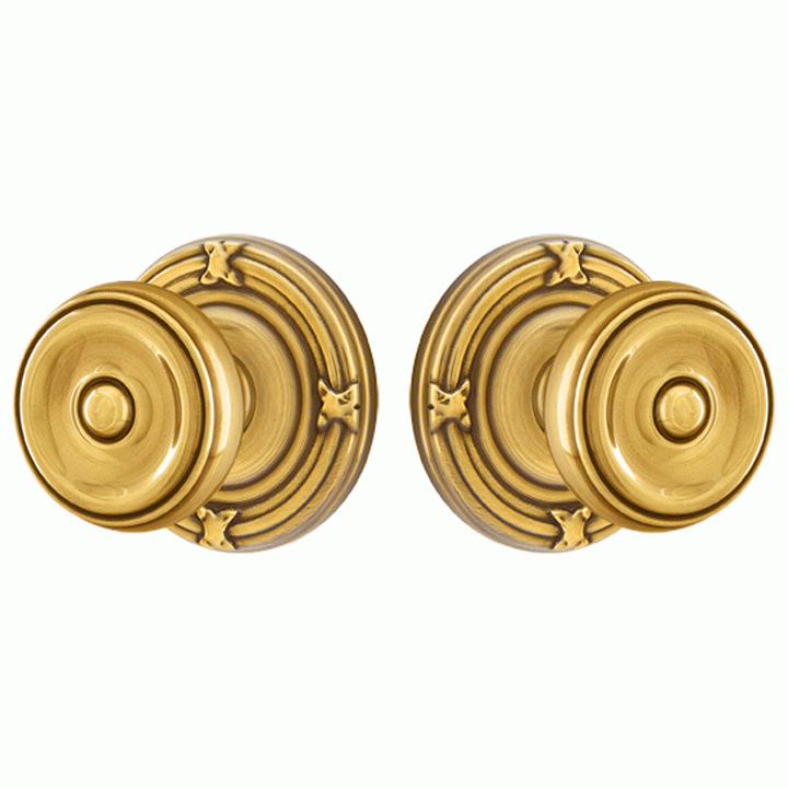 ##Antique Hardware## Solid Brass Waverly Door Knob Set With Ribbon & Reed Rosette (Several Finish Options)