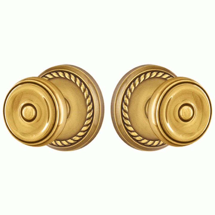 Antique Hardware Emtek Solid Brass Waverly Door Knob Set With Rope Rosette (Several Finish Options) EMTEK DOOR KNOB