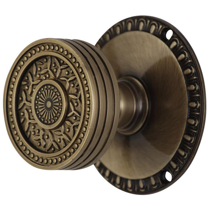 ##Antique Hardware## Egg & Dart Rosette Door Set with Rice Pattern Door Knobs (Several Finishes Available)