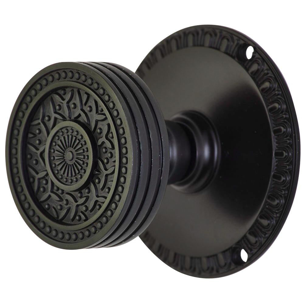 ##Antique Hardware## Egg & Dart Rosette Door Set with Rice Pattern Door Knobs (Several Finishes Available)