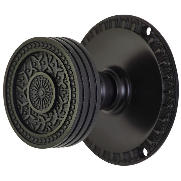 ##Antique Hardware## Egg & Dart Rosette Door Set with Rice Pattern Door Knobs (Several Finishes Available)