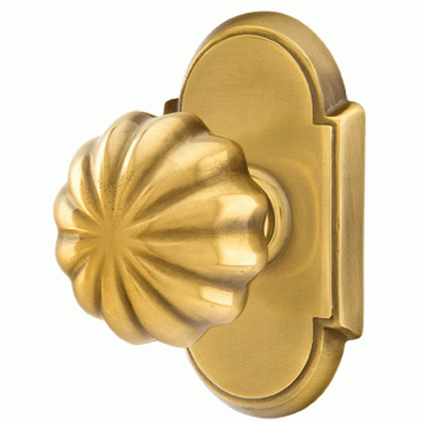 ##Antique Hardware## Emtek Solid Brass Melon Door Knob Set With # 8 Rosette (Several Finish Options)