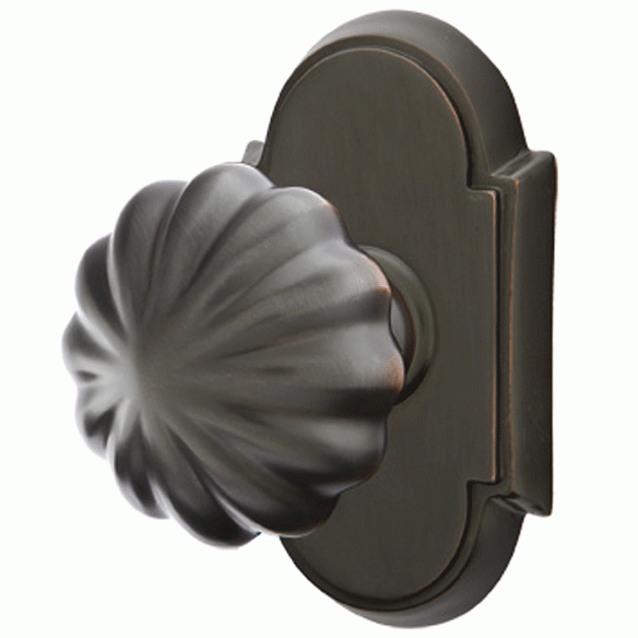##Antique Hardware## Emtek Solid Brass Melon Door Knob Set With # 8 Rosette (Several Finish Options)