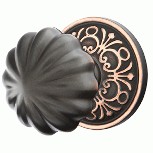 ##Antique Hardware## Solid Brass Melon Door Knob Set With Lancaster Rosette (Several Finish Options)