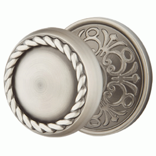 ##Antique Hardware## Solid Brass Rope Door Knob Set With Lancaster Rosette (Several Finish Options)