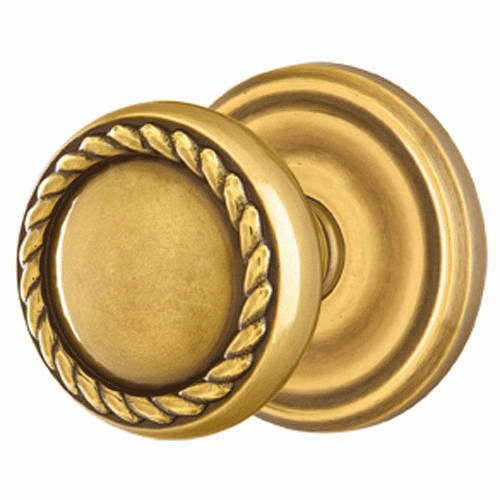 ##Antique Hardware## Solid Brass Rope Door Knob Set With Regular Rosette (Several Finish Options)