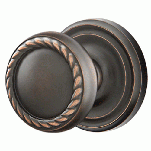 ##Antique Hardware## Solid Brass Rope Door Knob Set With Regular Rosette (Several Finish Options)