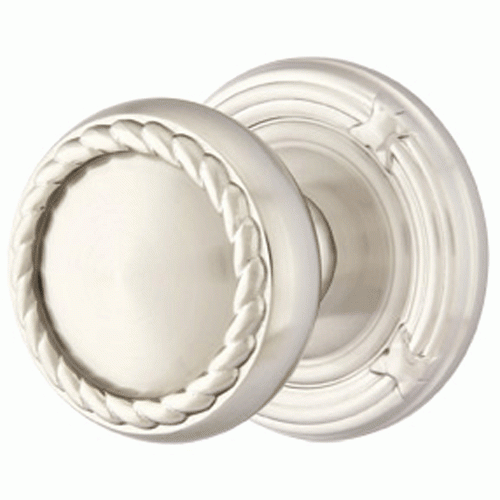 ##Antique Hardware## Solid Brass Rope Door Knob Set With Ribbon & Reed Rosette (Several Finish Options)