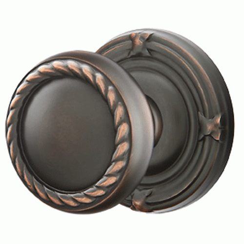 ##Antique Hardware## Solid Brass Rope Door Knob Set With Ribbon & Reed Rosette (Several Finish Options)