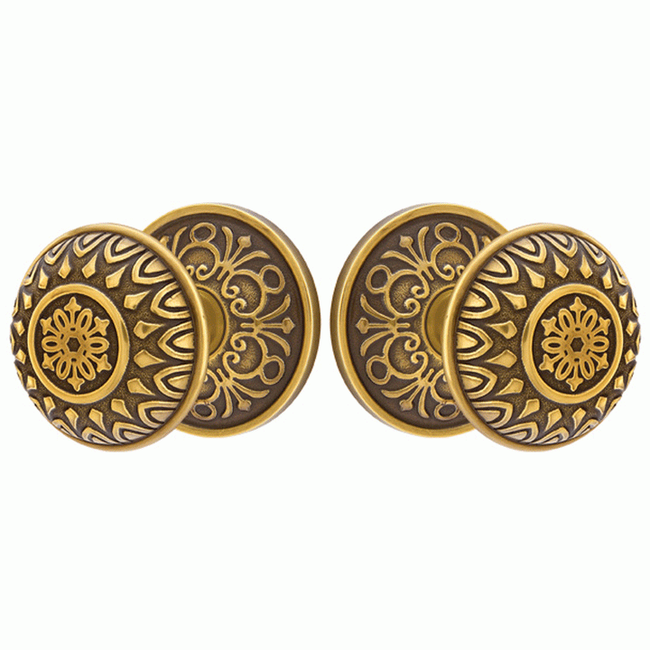 ##Antique Hardware## Solid Brass Lancaster Door Knob Set With Lancaster Rosette (Several Finish Options)