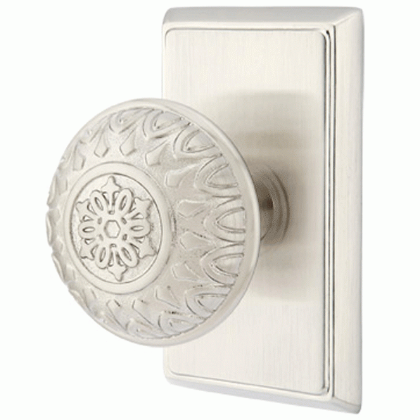 ##Antique Hardware## Emtek Solid Brass Lancaster Door Knob Set With Rectangular Rosette (Several Finishes Available)