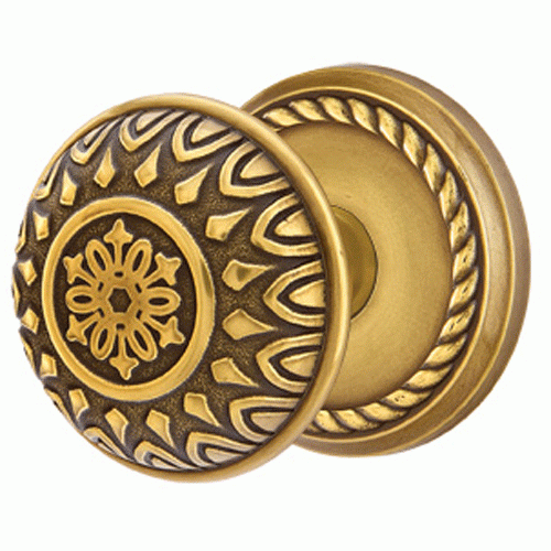 ##Antique Hardware## Solid Brass Lancaster Door Knob Set With Rope Rosette (Several Finish Options)