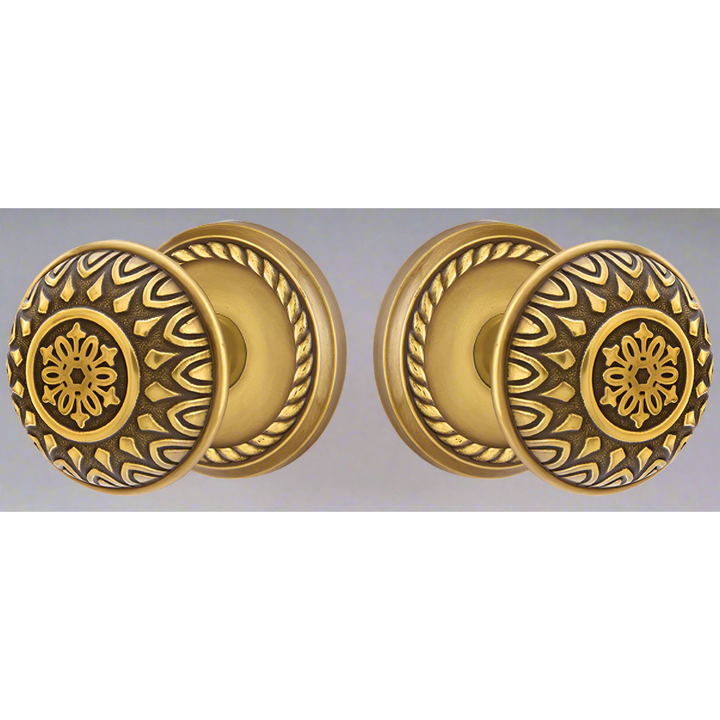 ##Antique Hardware## Solid Brass Lancaster Door Knob Set With Rope Rosette (Several Finish Options)